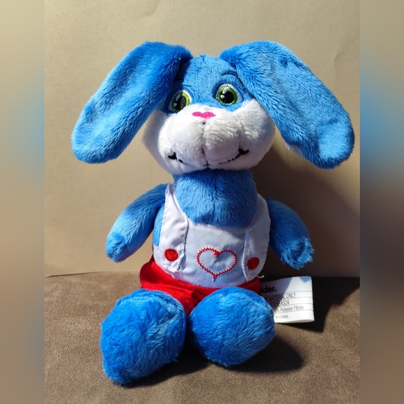 3/$30💜Kinder Surprise Plush Bunny Rabbit Blue & White w/ Embroidered heart - Picture 1 of 10
